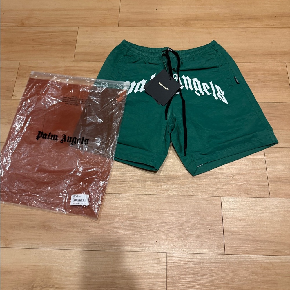Palm Angels Forest Green Athletic Shorts